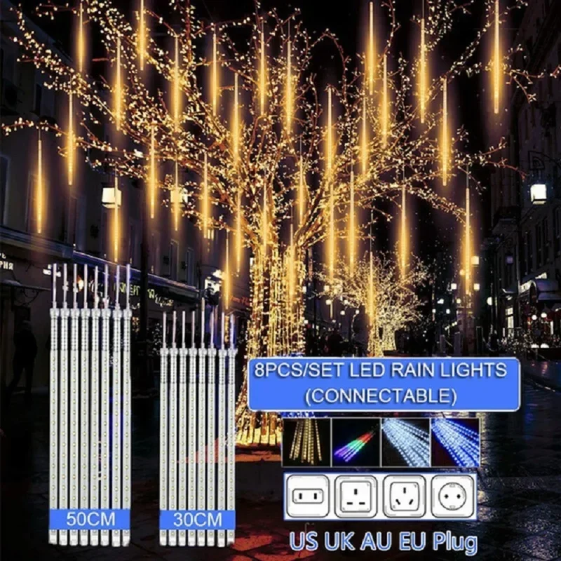 Outdoor Lighting Uk - 30 センチメートル/50 センチメートル防水流星雨雨 8 チューブ LED