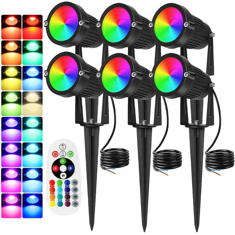Outdoor Lighting And Landscape - RGBW景観照明10Wリモコン付きスポットライト110V 220V IP65防水、庭、木、芝生、庭園、屋外、クリスマスライト用