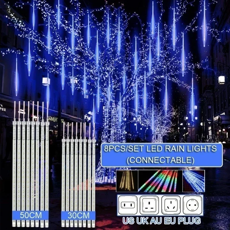 Outdoor Lighting Uk - 30 センチメートル/50 センチメートル防水流星雨雨 8 チューブ LED