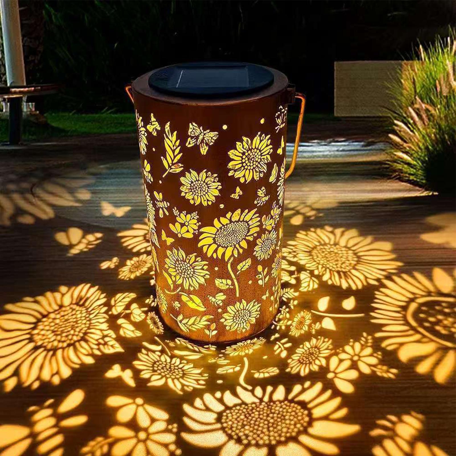 ひまわりソーラーランタン耐候性金属製カラフルなひまわりソーラ - Outdoor Lighting Pathway のレビューと価格