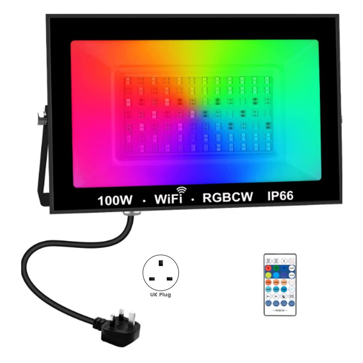 AA19 100W RGBCW LED投光器 アプリ遠隔操作 - Outdoor Lighting Uk のレビューと価格
