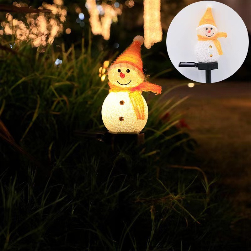 雪だるま型ソーラーガーデンライト、屋外用、地面に差し込むタイ - Outdoor Lighting Pathway のレビューと価格