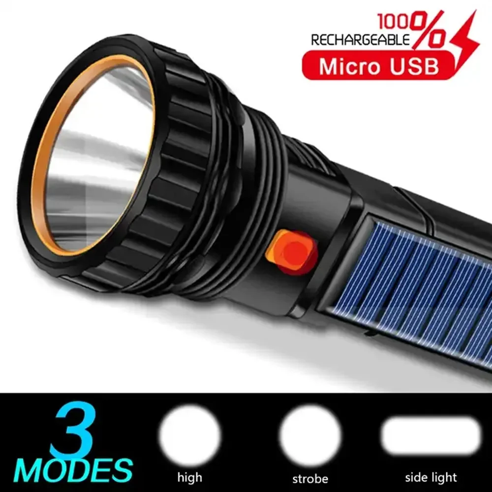 1PC 多機能ソーラー LED 懐中電灯屋外長距離トーチ緊急 - Outdoor Lighting Black のレビューと価格