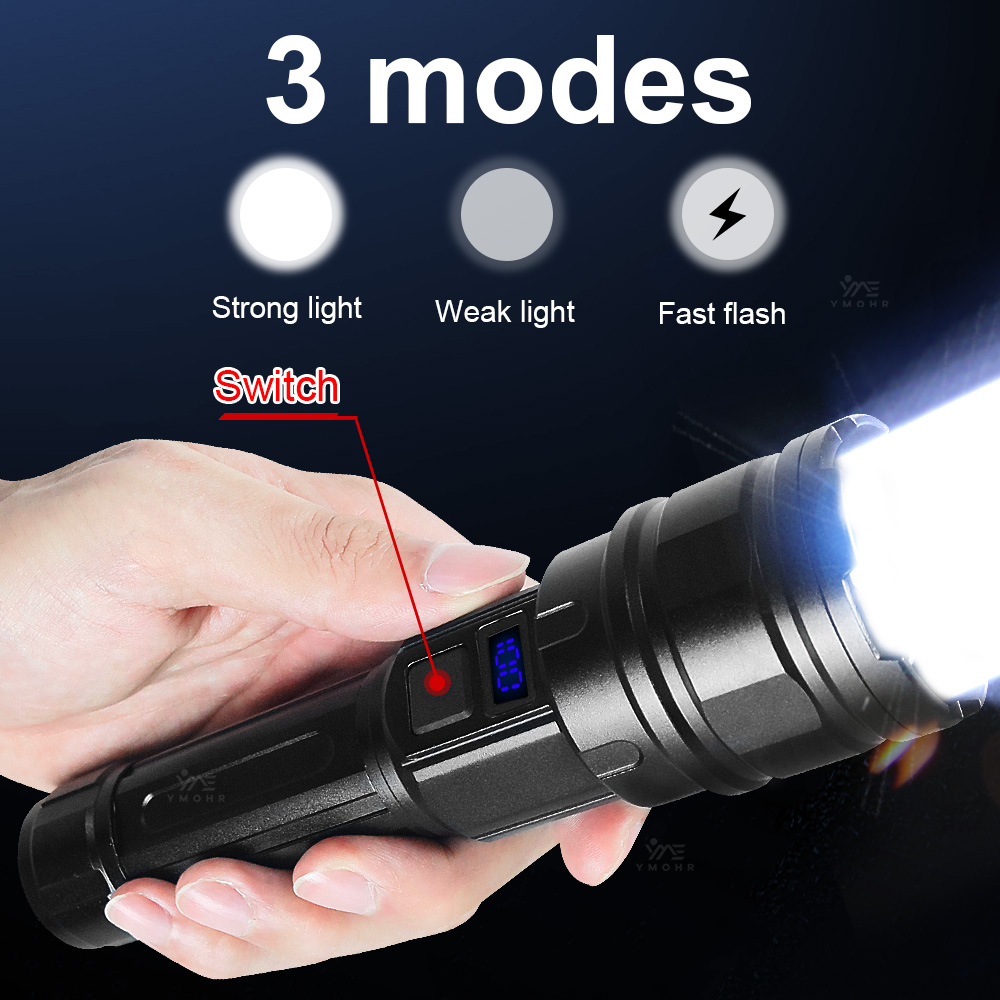 ホワイトレーザーハイパワー懐中電灯充電式ランプズーム可能な超 - Outdoor Lighting Black のレビューと価格