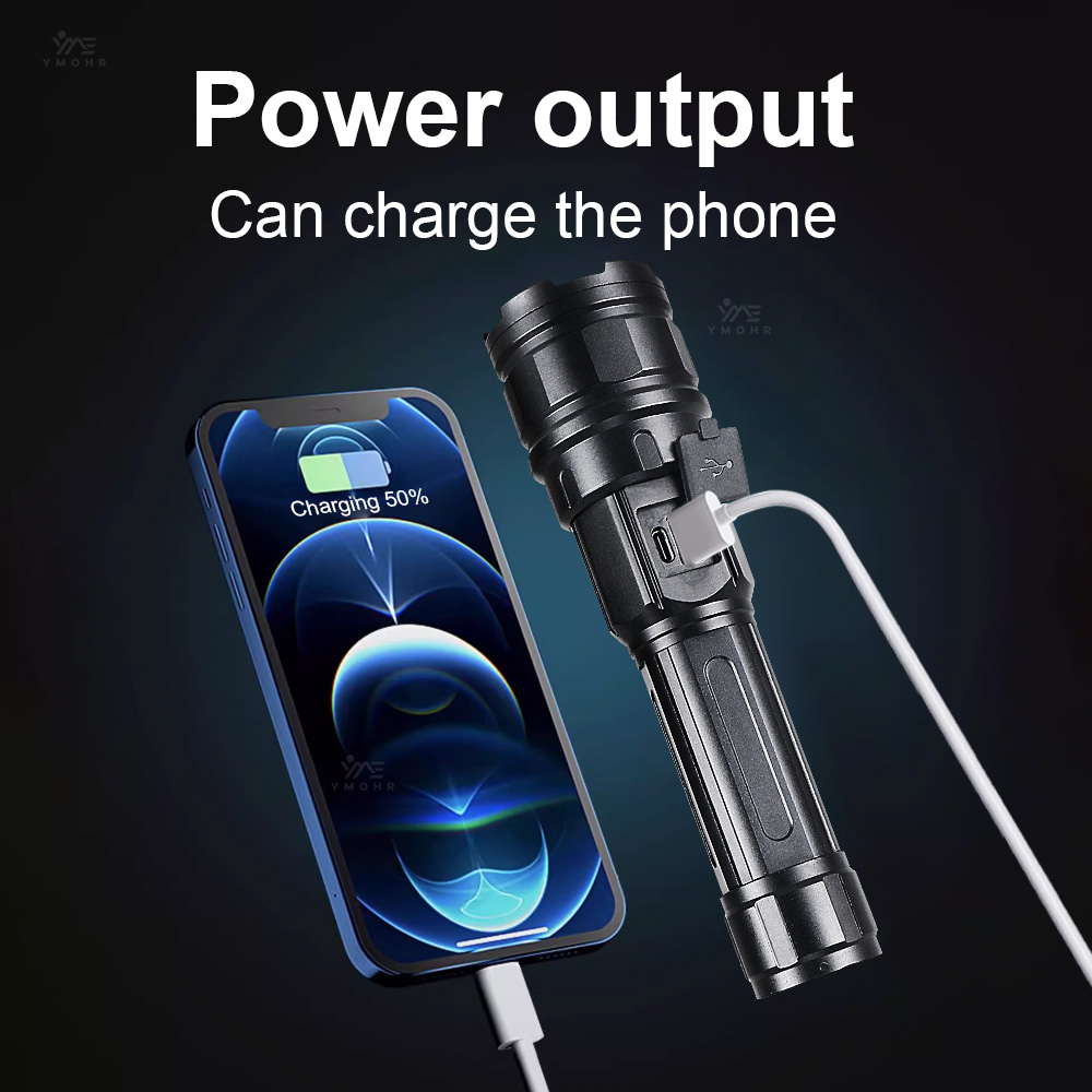ホワイトレーザーハイパワー懐中電灯充電式ランプズーム可能な超 - Outdoor Lighting Black のレビューと価格