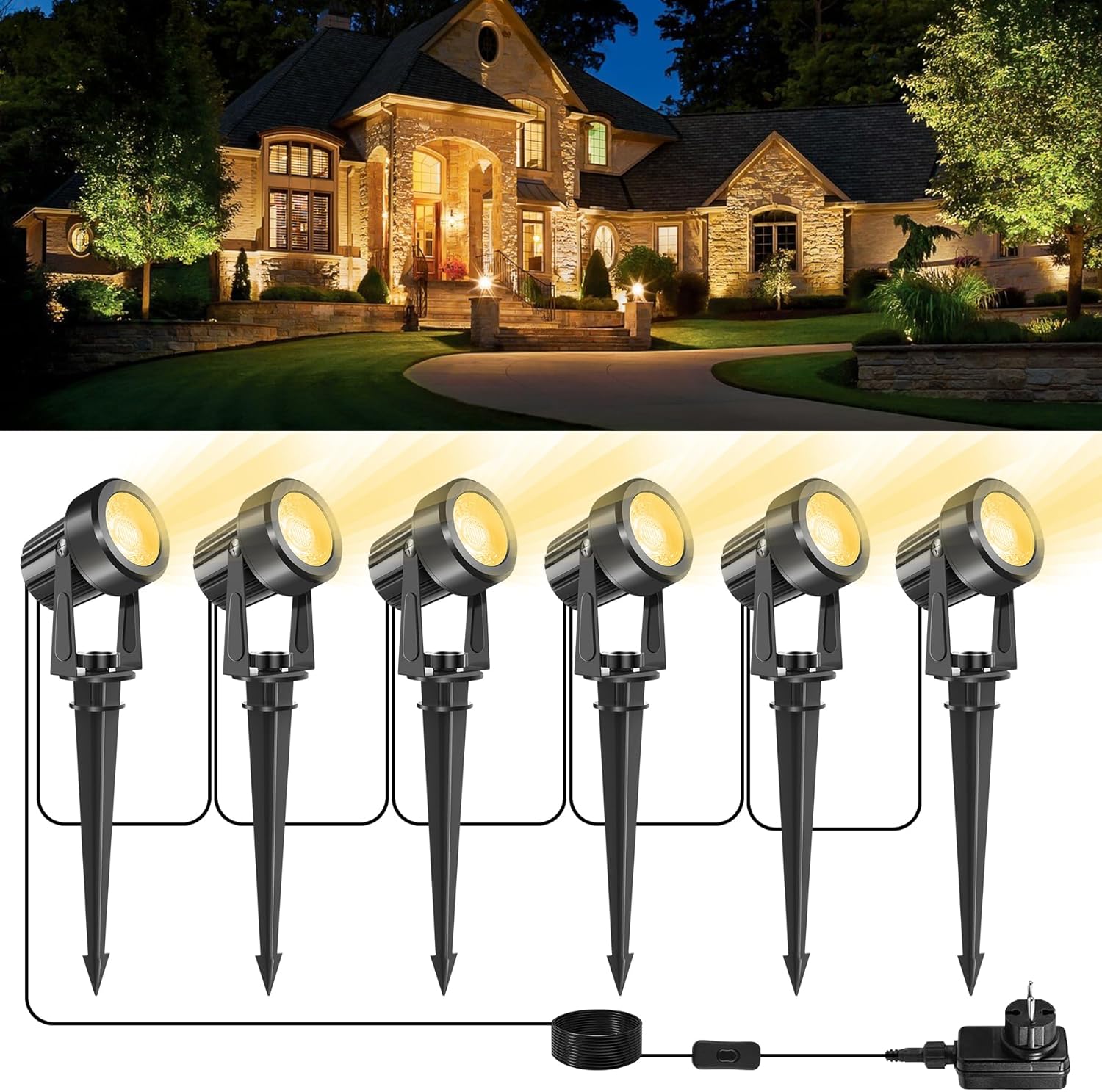 3000 18K 屋外スポットライト庭の風景装飾 EU/米国 - Outdoor Lighting Uk のレビューと価格